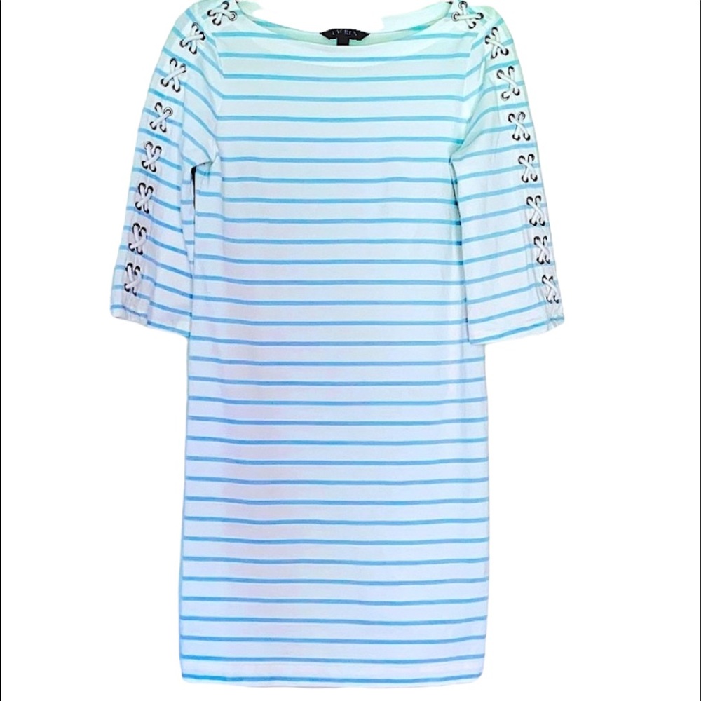 Lauren Ralph Lauren Blue & White Striped Nautical T-Shirt Dress Sz. S